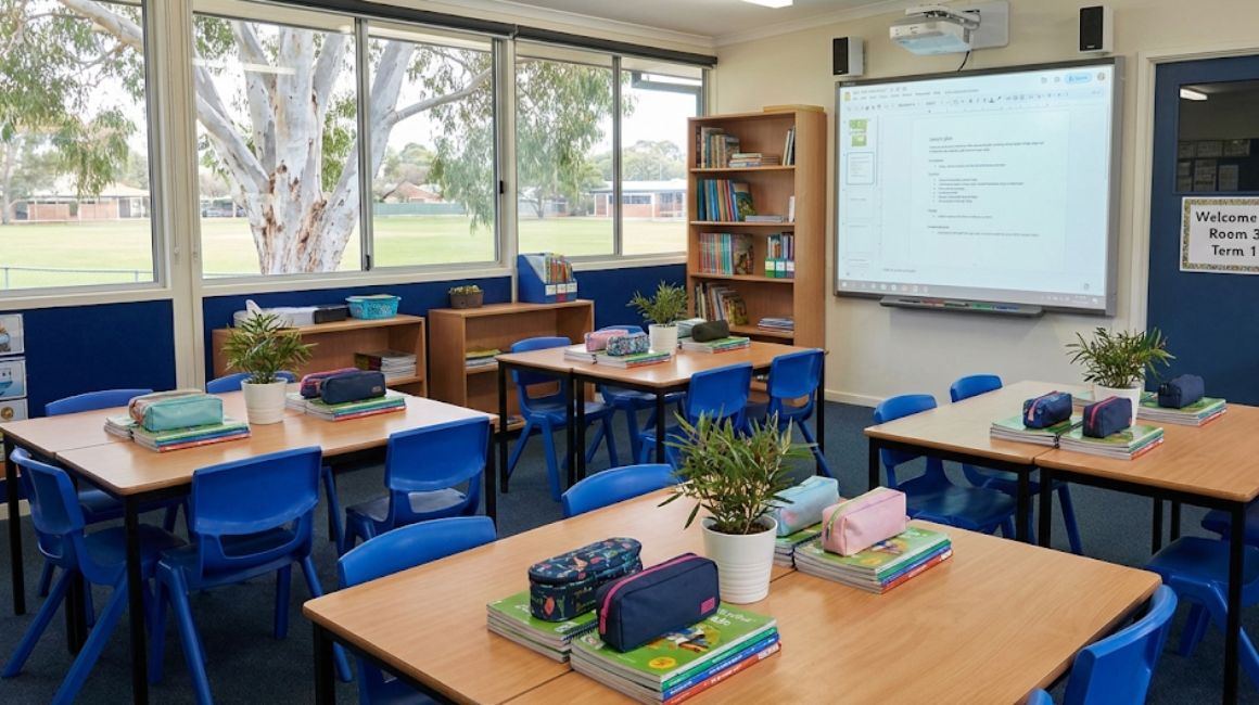 Clean sanitized classroom Perth school